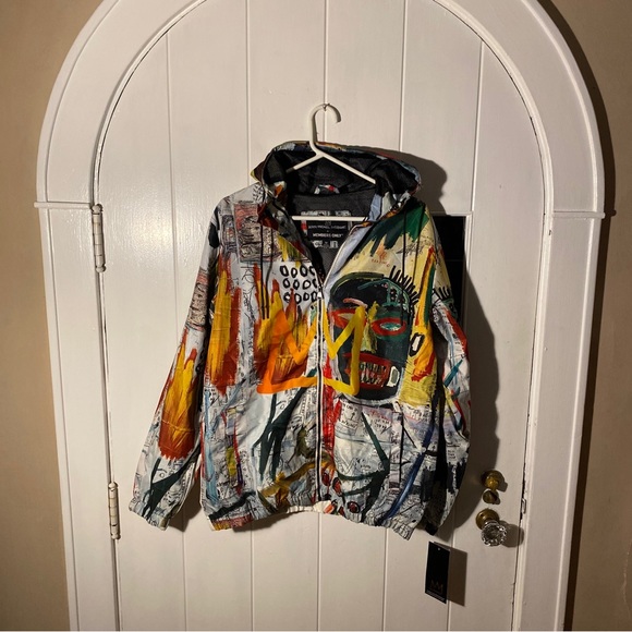 (1) Trendy Patterned Members Only Rain Jacket Man’s Size Medium Polyester Shell - Picture 1 of 16